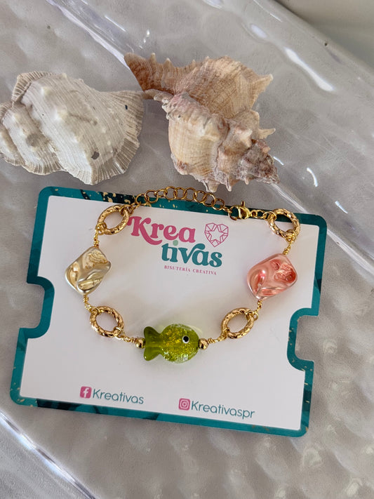 Pulsera alambrada pecesito verde