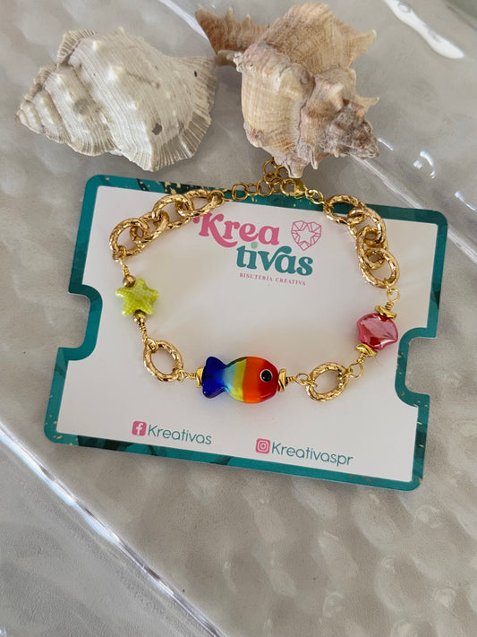 Pulsera alambrada pecesito multicolor