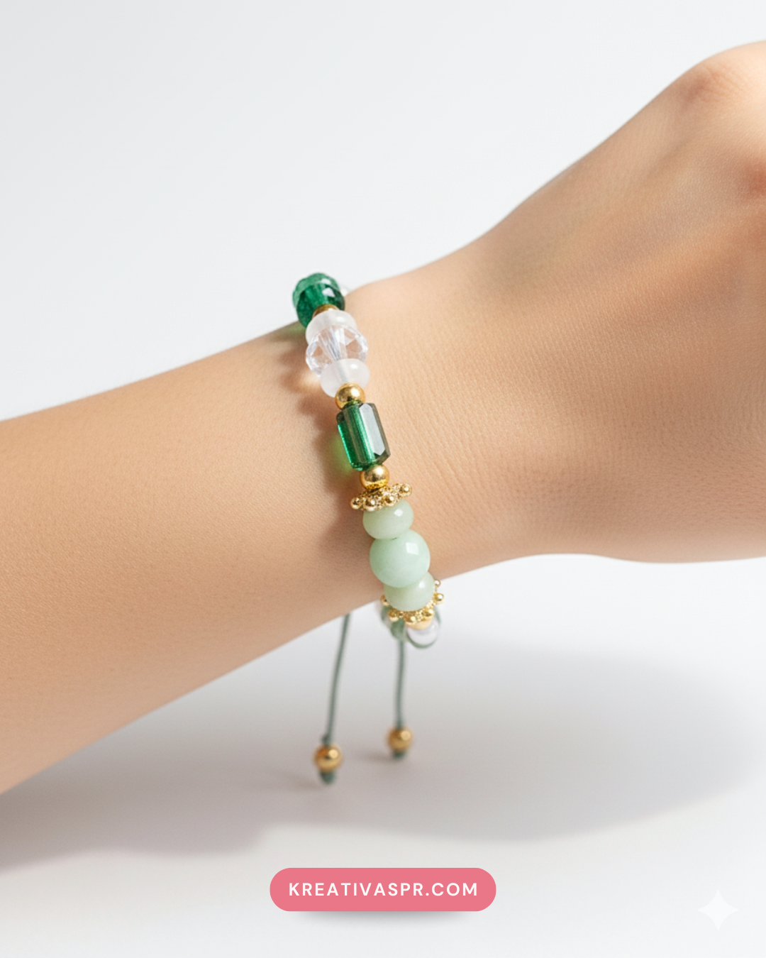 Pulsera Greta - cristales verdes
