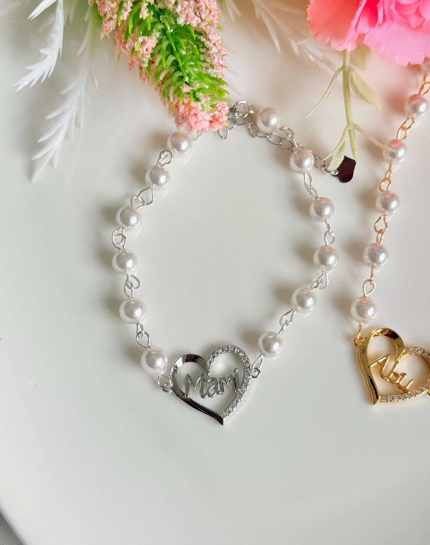 Pulsera alambrada en cristal de perla
