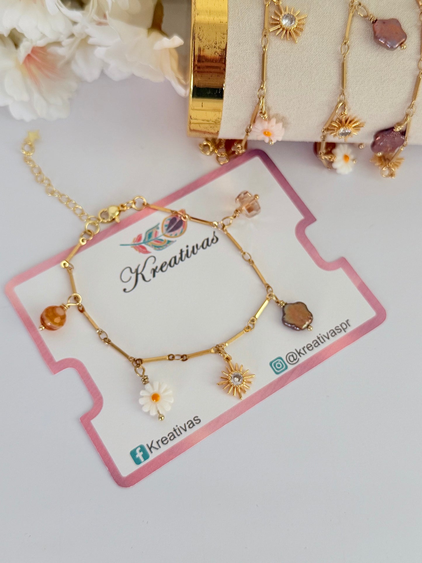 Sol de Primavera- pulsera en cadena
