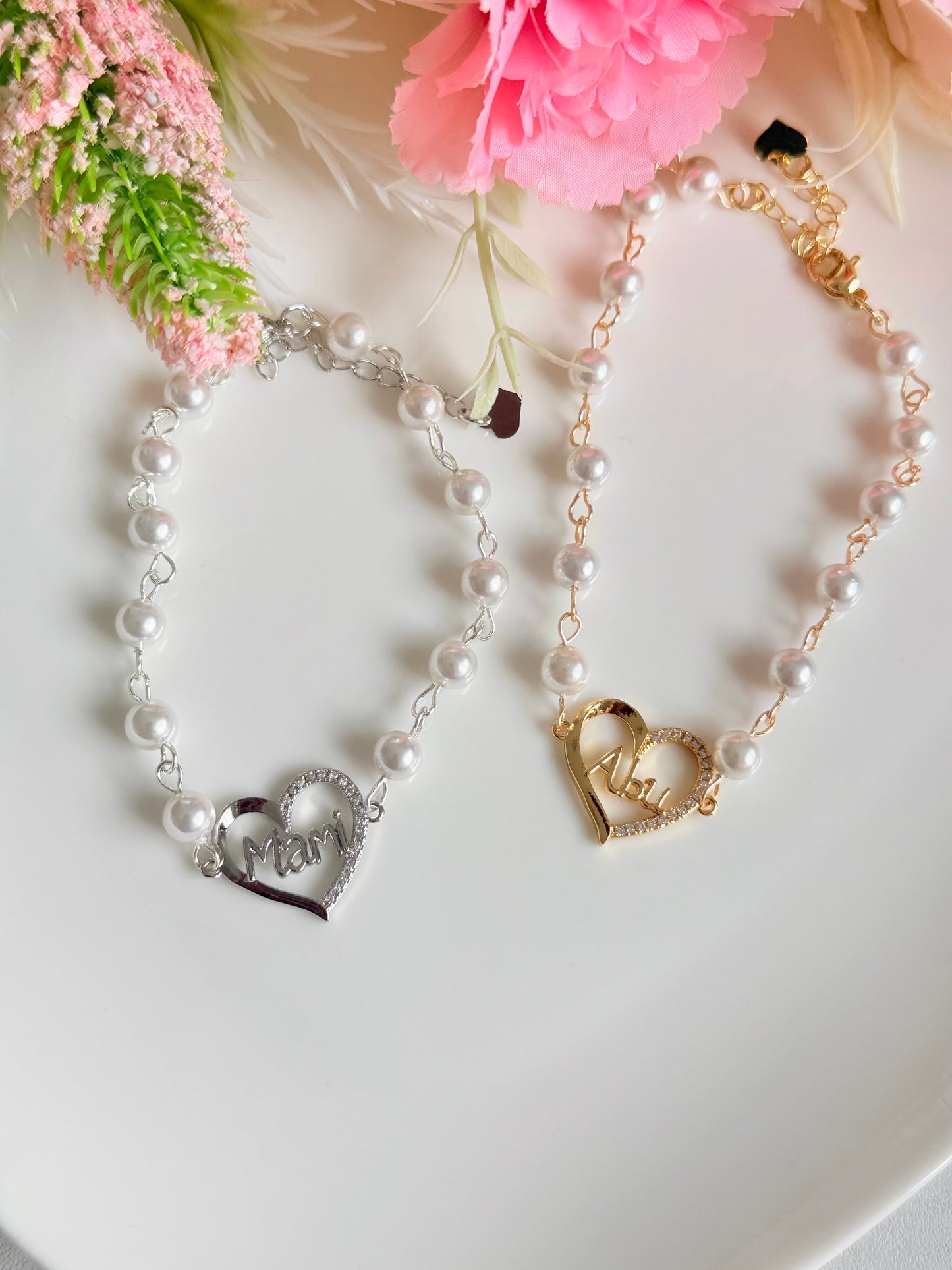Pulsera alambrada en cristal de perla
