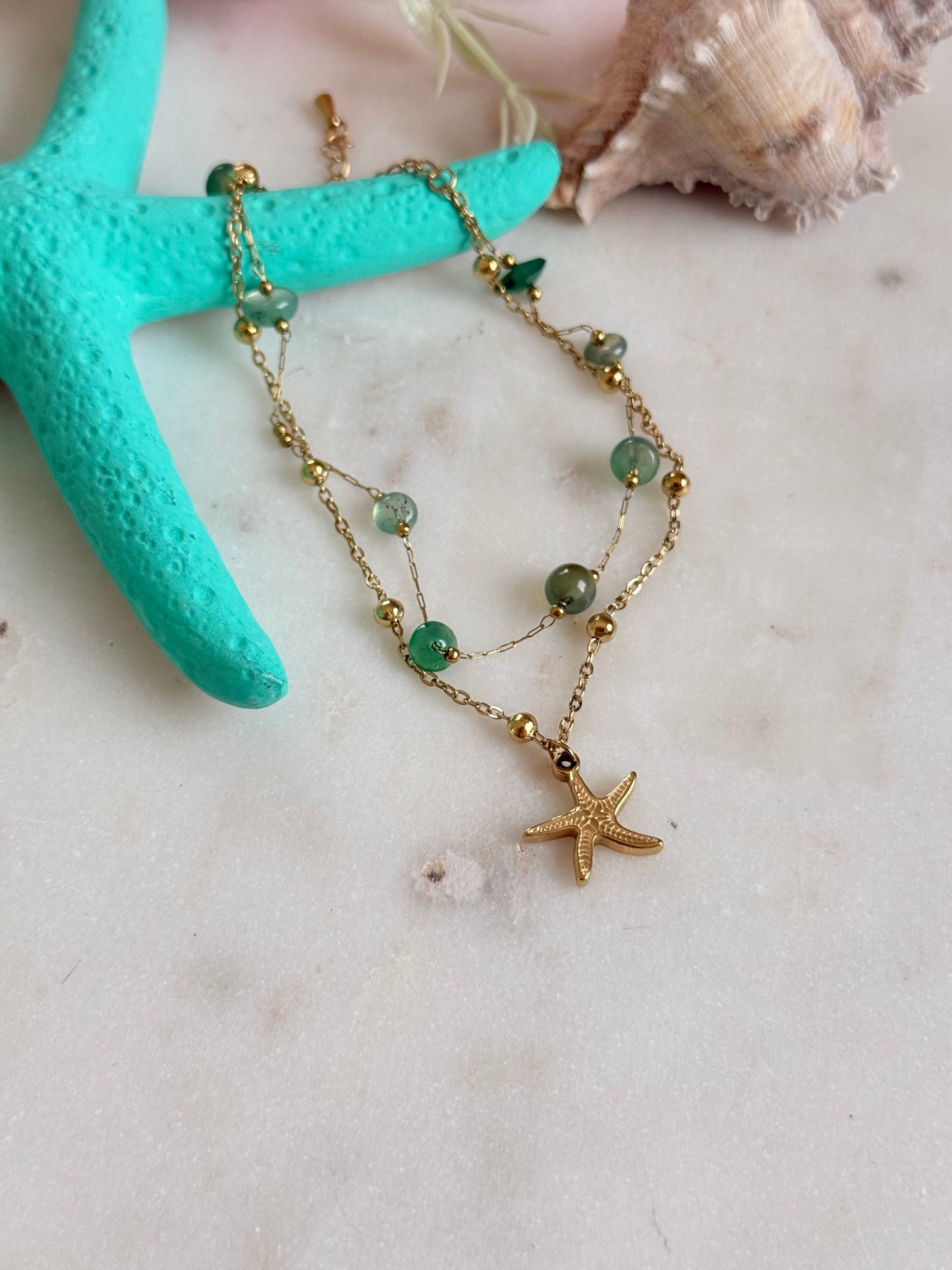 Tobillera en ágatas verde