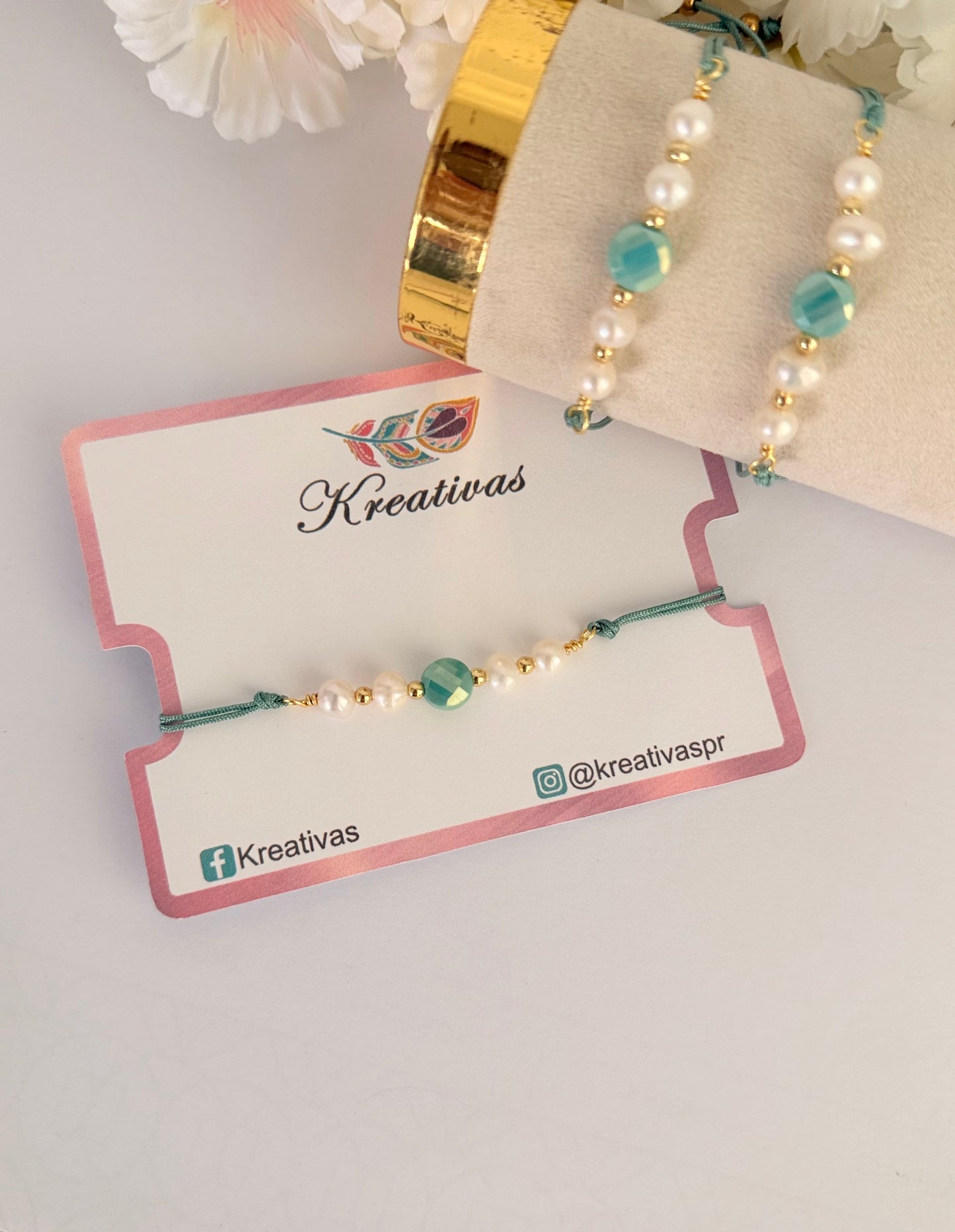 Turquesa - pulsera en hilo ajustable