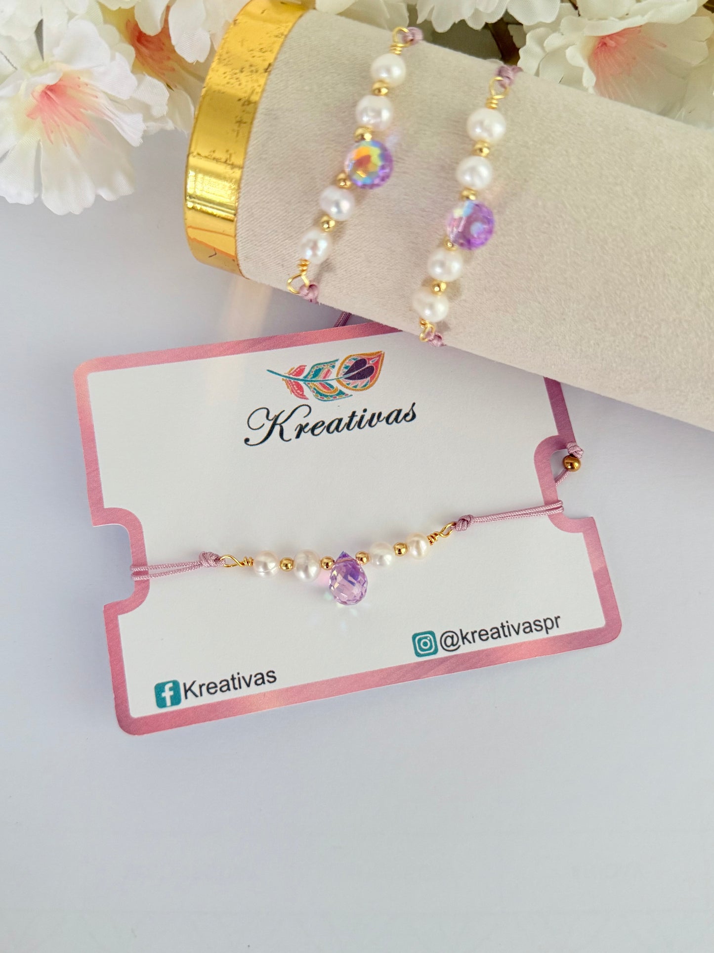 Violeta - pulsera ajustable en hilo