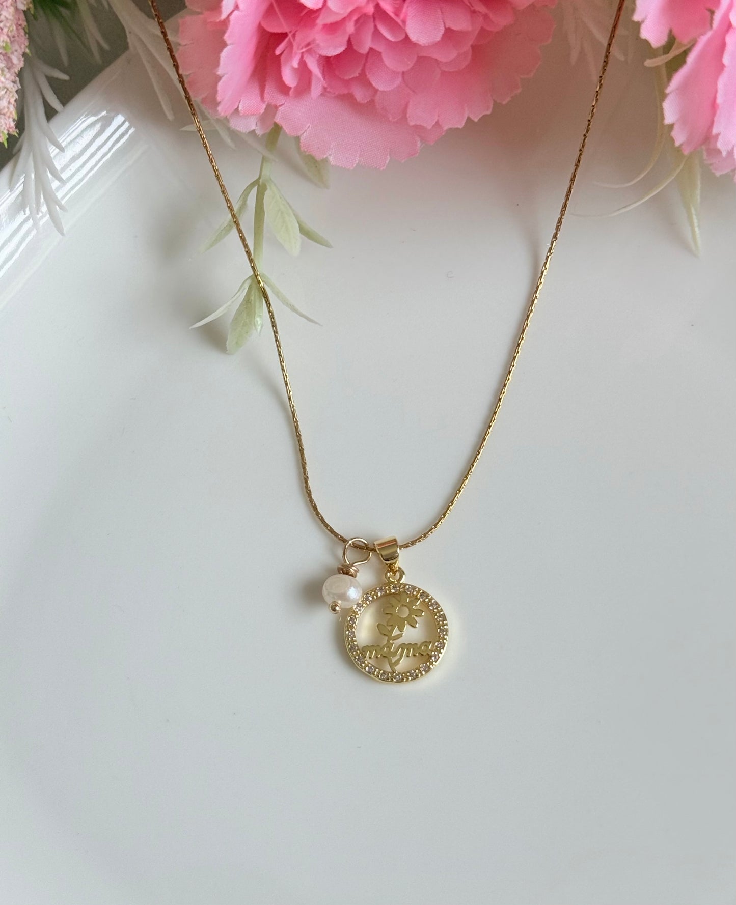 Cadena colgante Mamá con flor