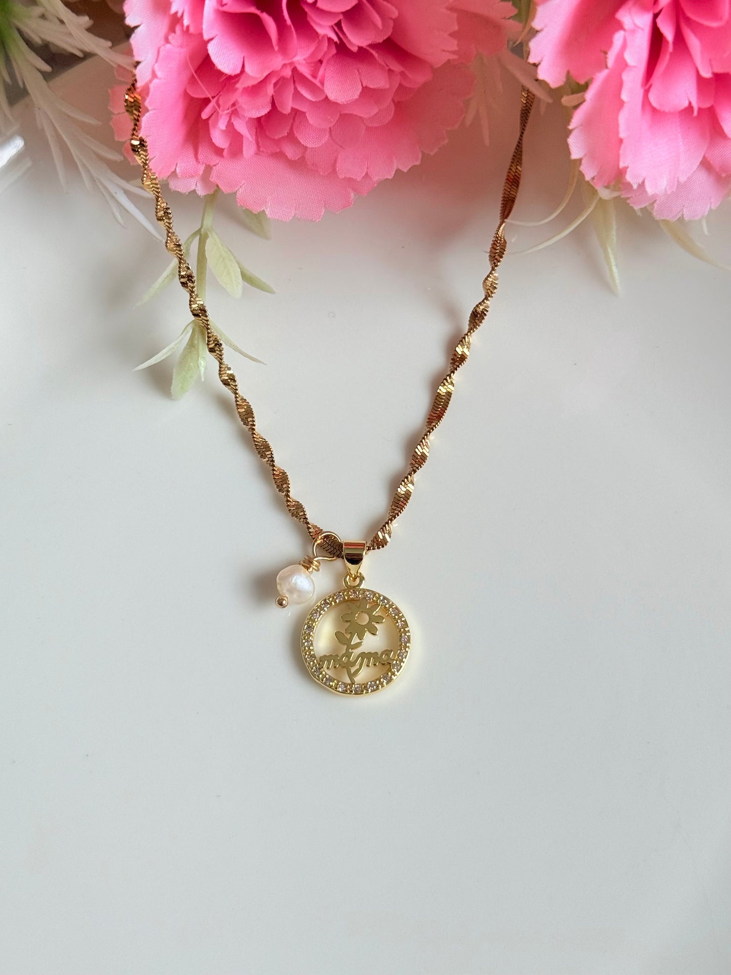 Cadena colgante Mamá con flor