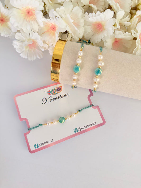 Turquesa - pulsera en hilo ajustable