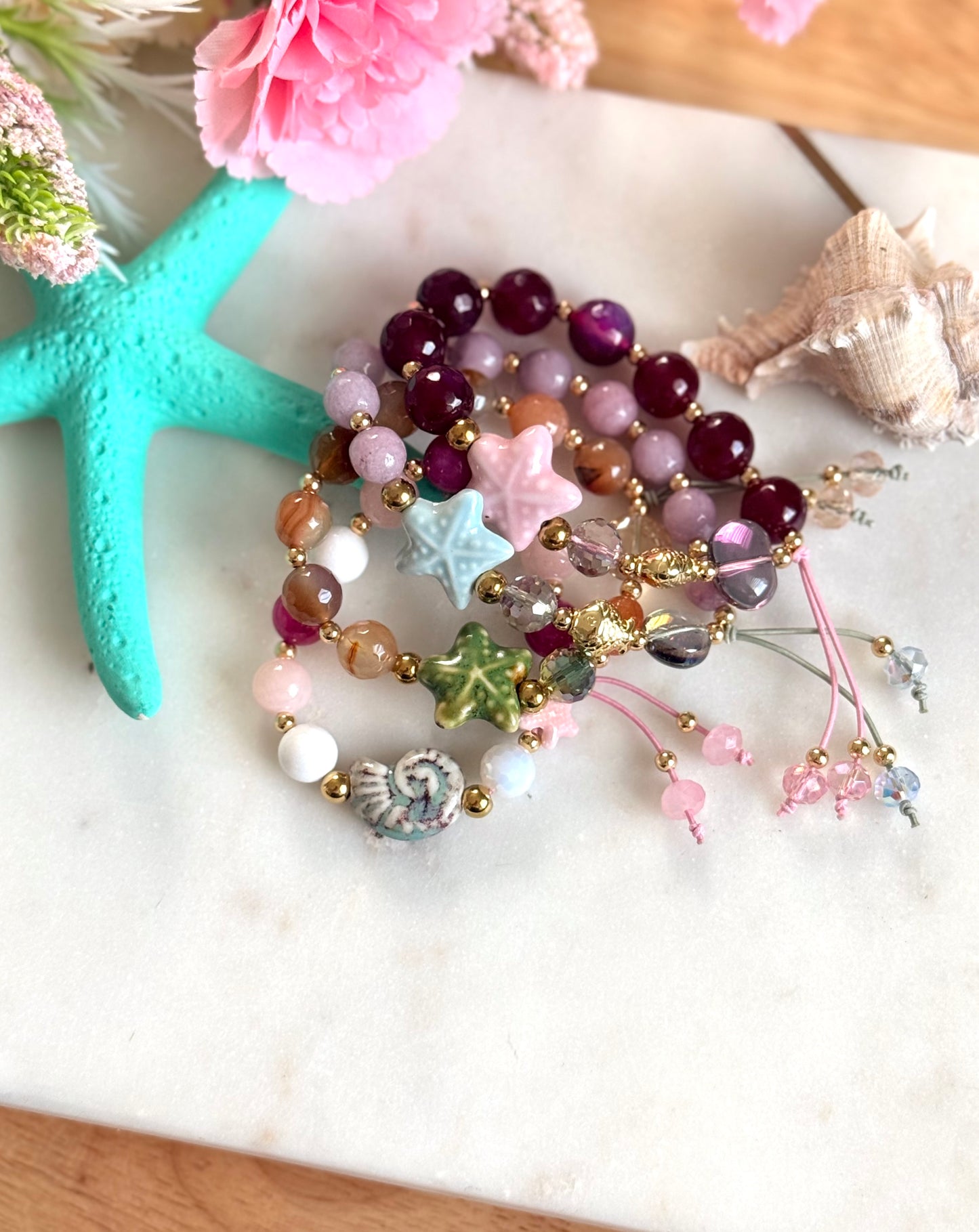 Pulsera elástica en jades
