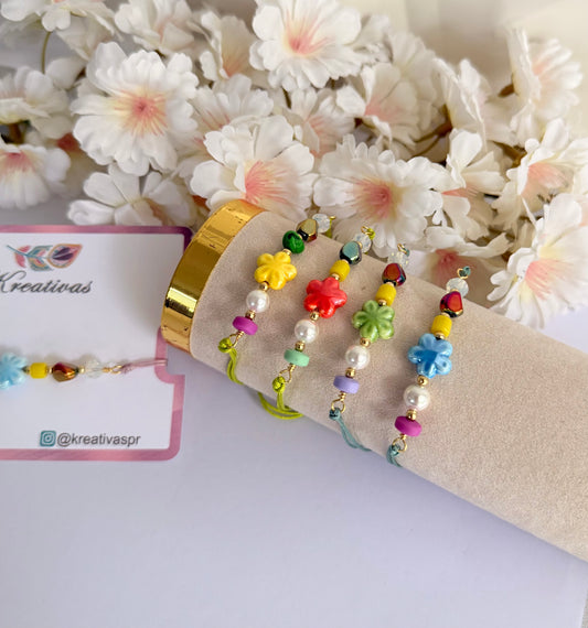 Primavera vibrante - pulsera ajustable en hilo