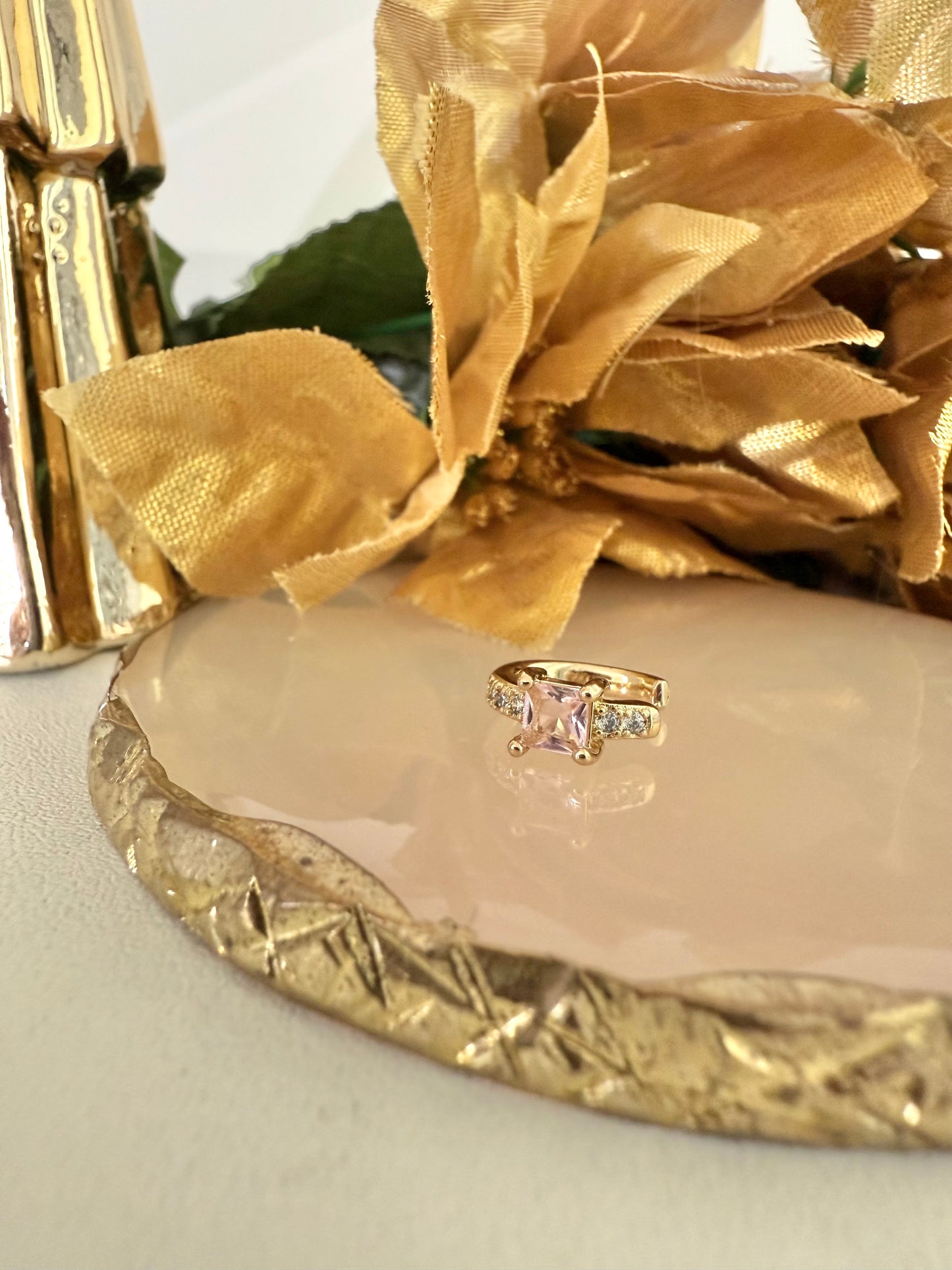 Ear cuff zirconia rosa