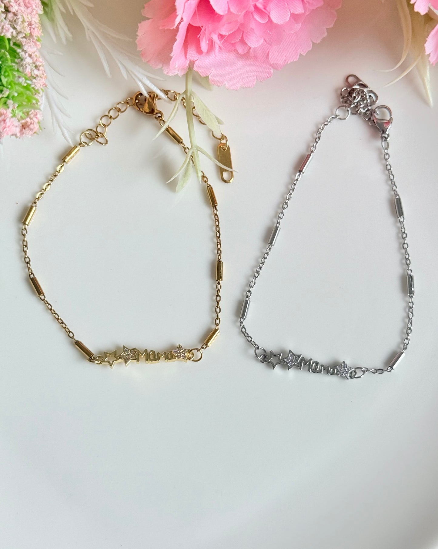 Pulsera conector Mamá con estrellas