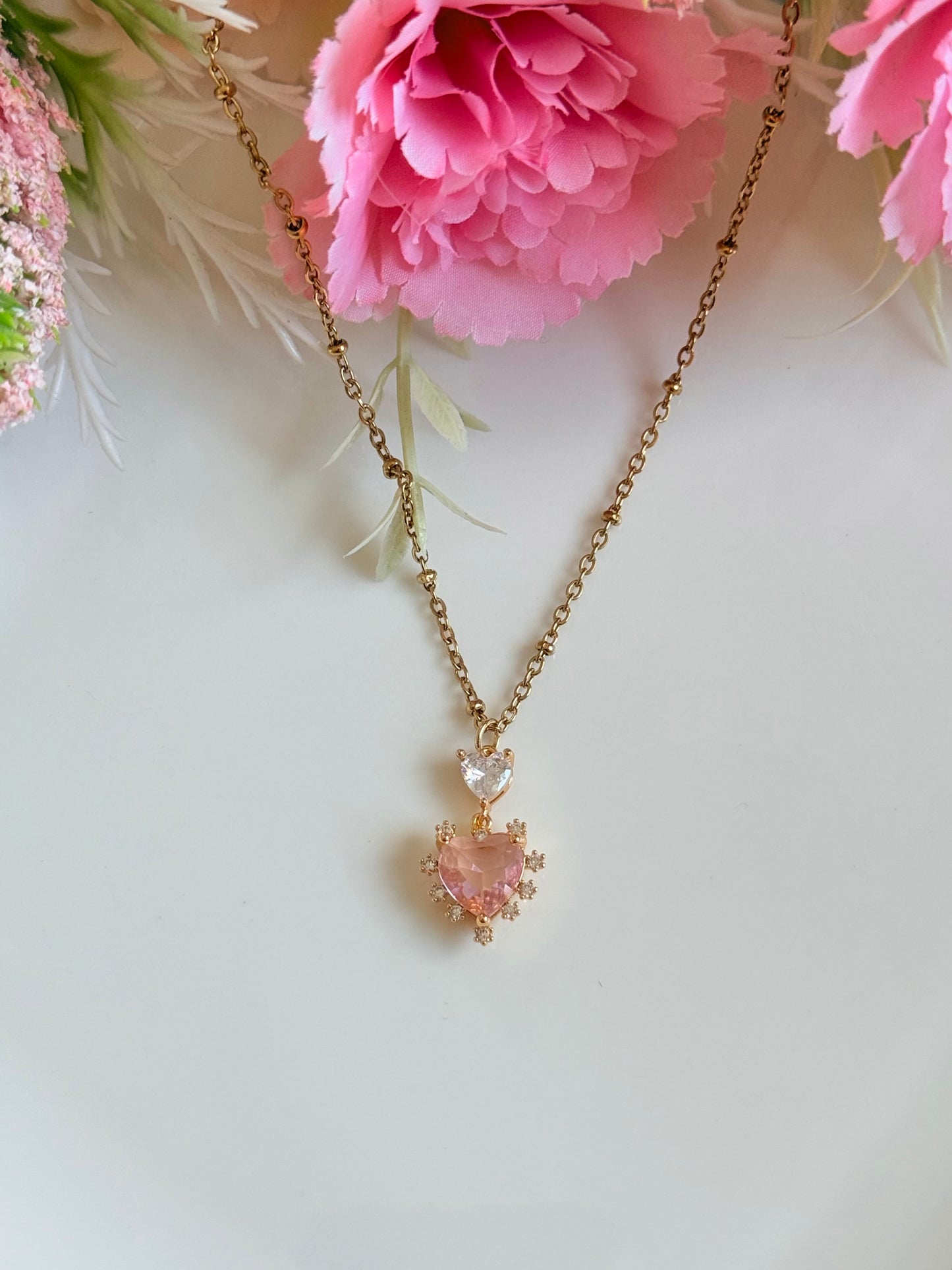 Cadena colgante corazones en cristal