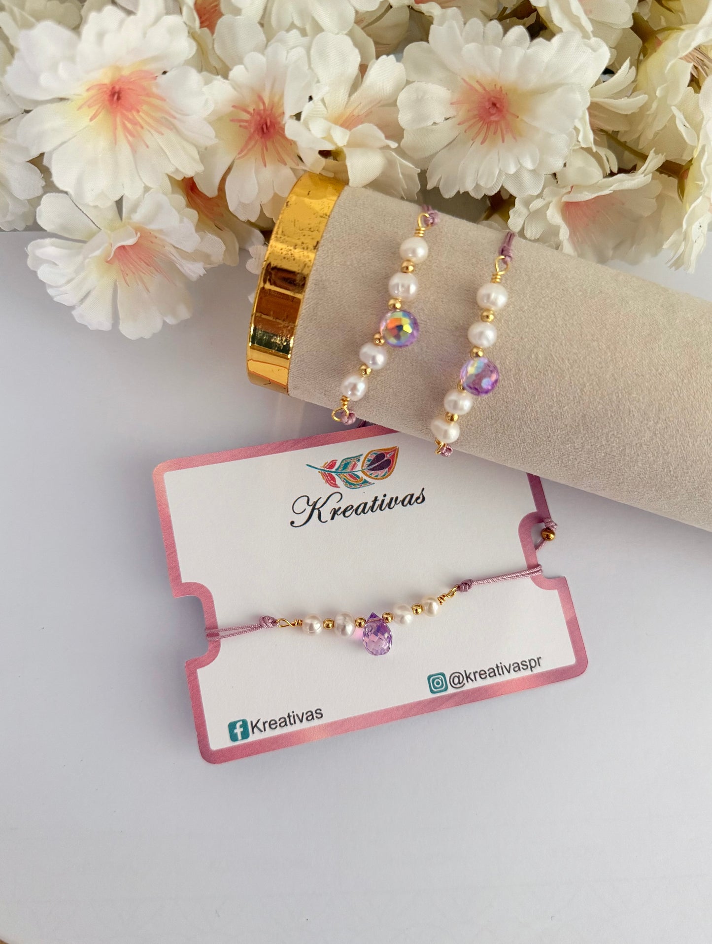 Violeta - pulsera ajustable en hilo