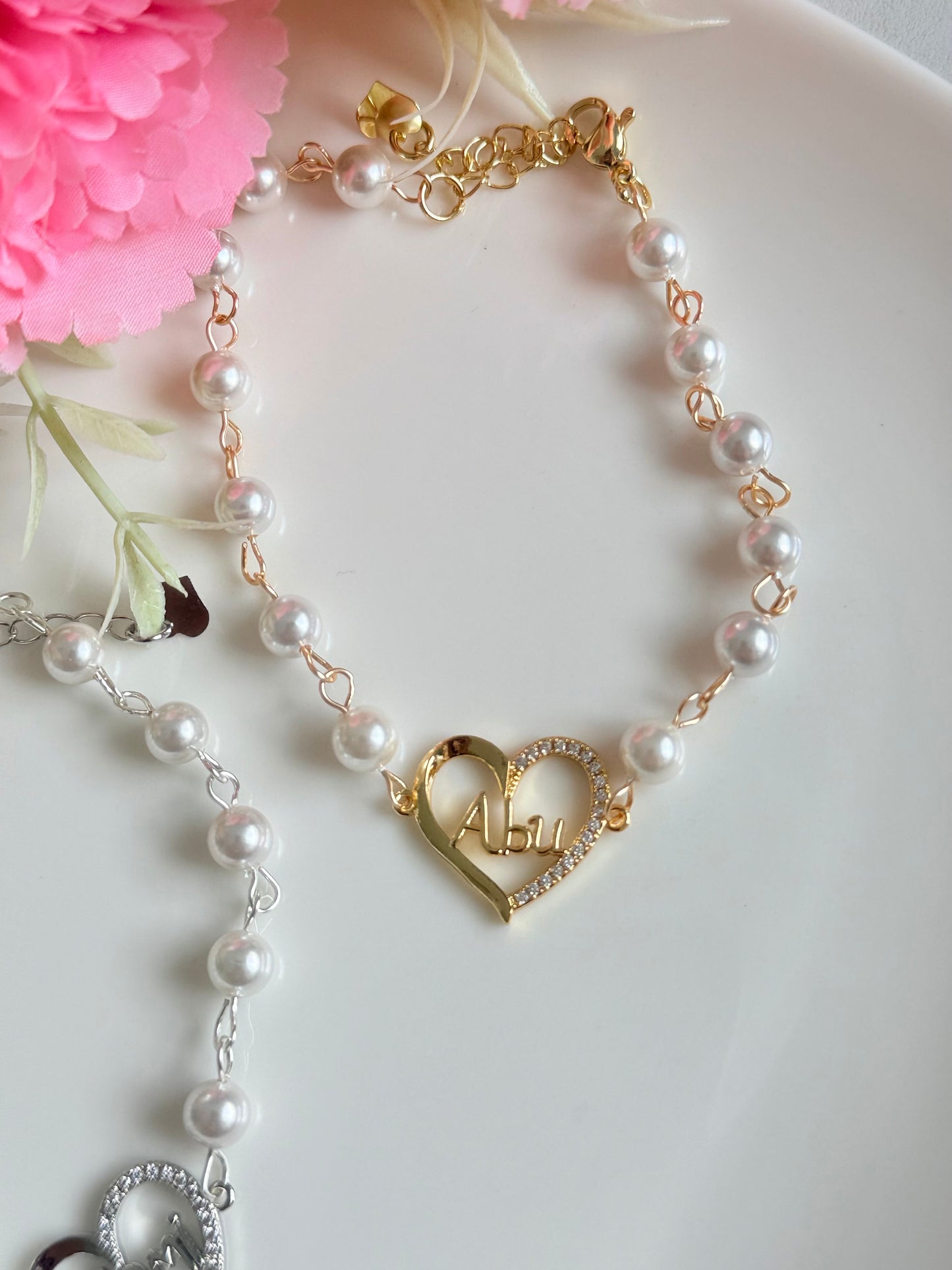 Pulsera alambrada en cristal de perla