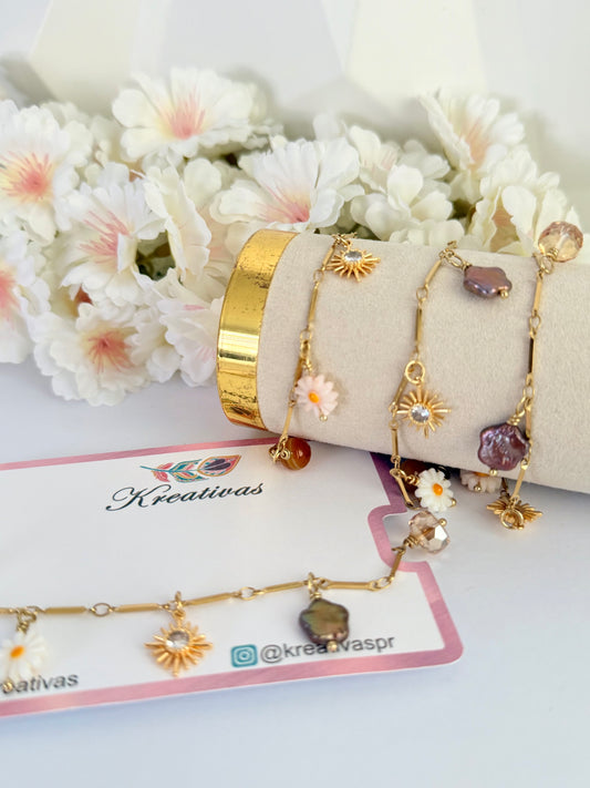 Sol de Primavera- pulsera en cadena