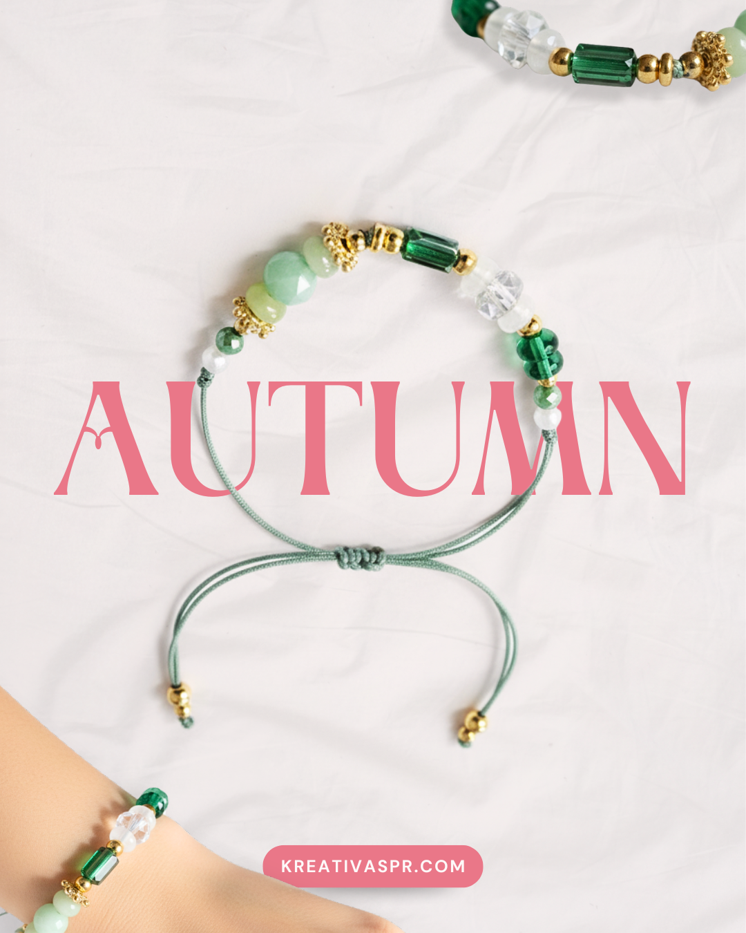 Pulsera Greta - cristales verdes